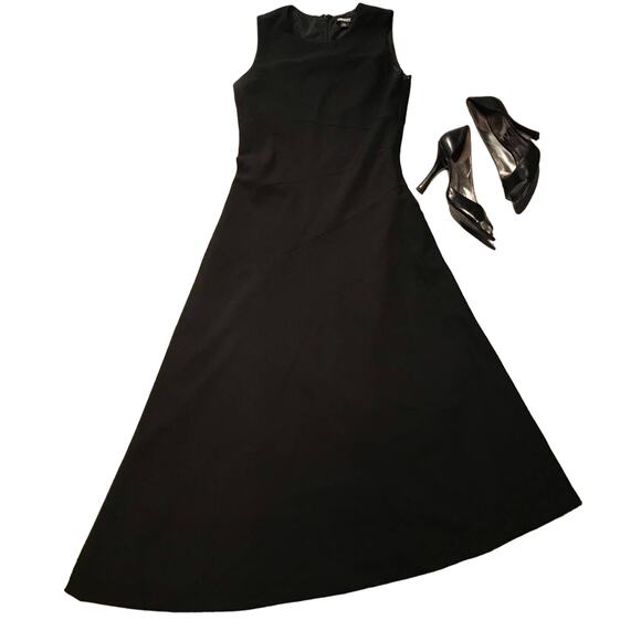 DKNY Black Asymmetrical Maxi Long Dress Size 4 - Picture 1 of 11
